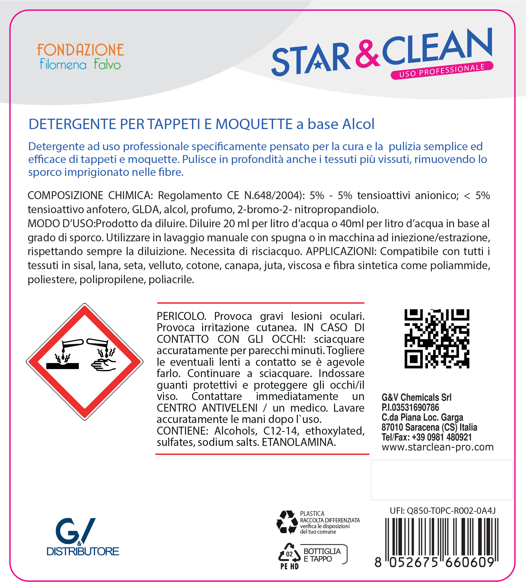 Detersivi concentrati - star clean 112 - detergente per tappeti e moquette